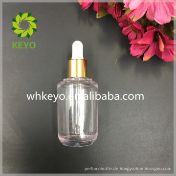 50ml Dicke Wand PETG Tropfflasche transparente Flasche glänzend Gold Tropfer